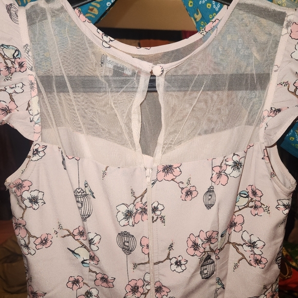 Floral Hell Bunny Dress with Sheer Shoulder Detail - Picture 4 of 6